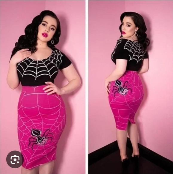 Vixen by Micheline Pitt Dresses & Skirts - XS pinky spider web Vixen pencil skirt